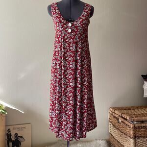 90s 'Express' Red Floral Dress XSmall 1990s Summer Dress Vintage Grunge Romantic